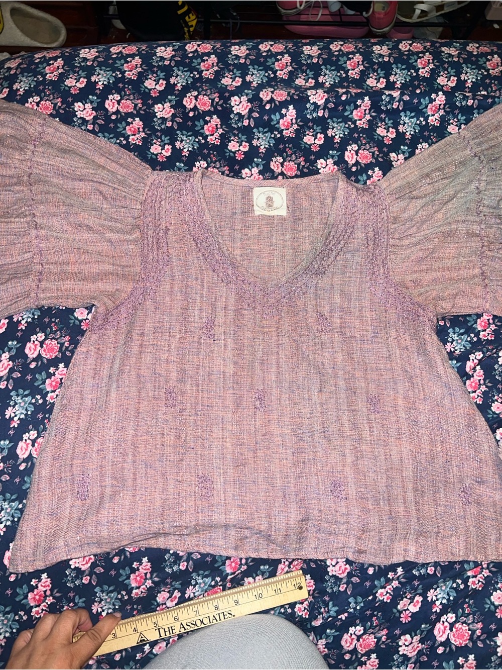 Muche and muchette dusty rose boho top with flared arms woman size O/S